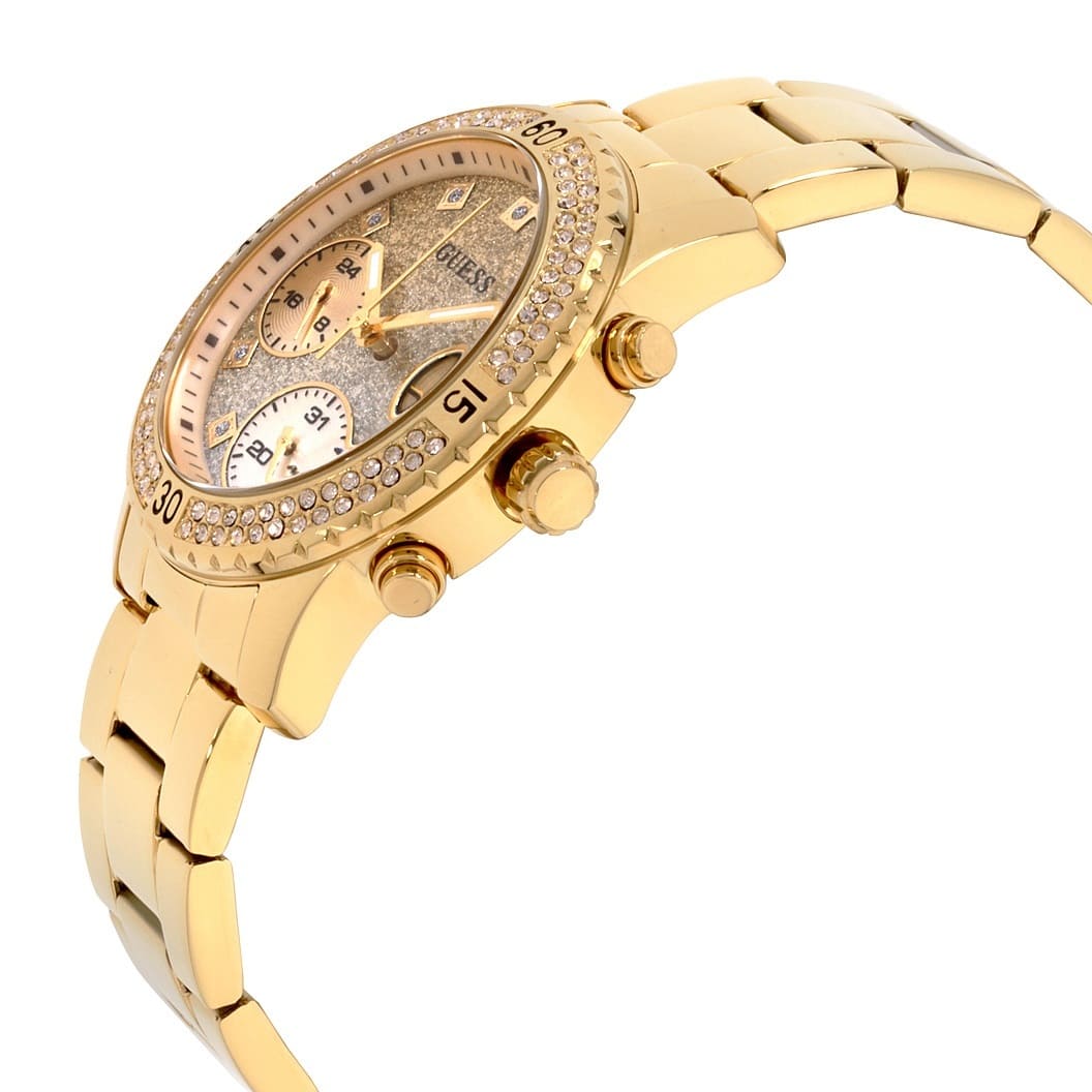 Side view photo of Guess W0774L5 showing case thickness and metal strap