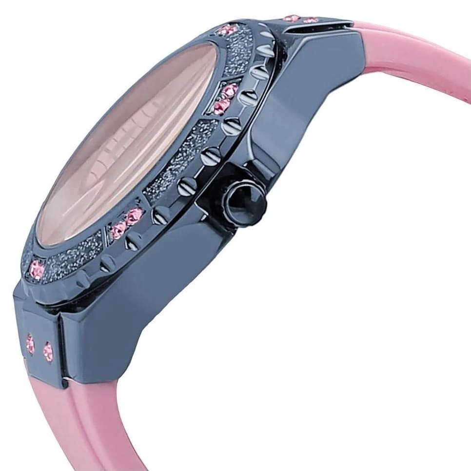 Perspective photo of Guess W0775L5 showing the side of the crystal bezel