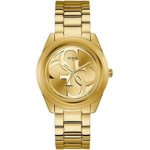 Guess G-Twist W1082L2 ladies watch with gold tone case and large interlocking 4G logo dial