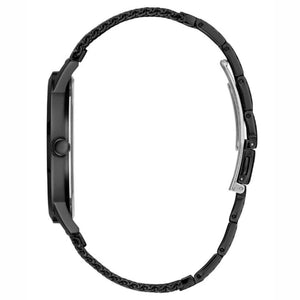 Side profile of Guess Richmond W1263G3 men's quartz battery watch showing 10mm thickness and black IP finish