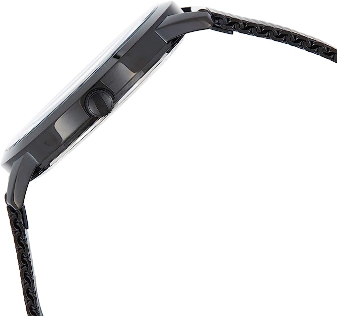 Side profile of Guess Richmond W1263G3 men's quartz battery watch showing 10mm thickness and black IP finish