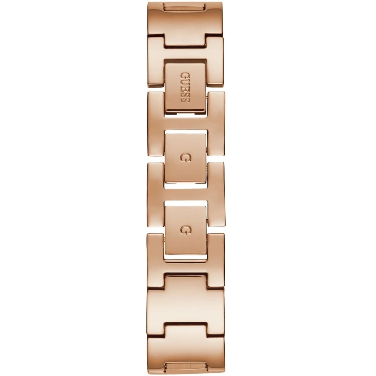 Rose gold-tone adjustable sliding clasp on Guess Claudia W1279L3 women's quartz battery rose gold mesh bracelet watch