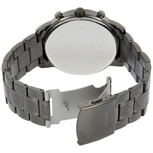 Gunmetal deployment clasp on the stainless steel link bracelet of the W1309G3