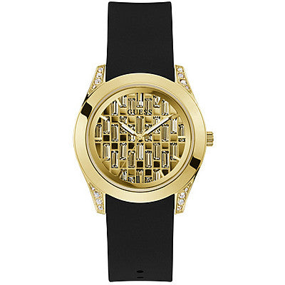 Guess Clarity GW0109L1 Women's watch - champagne dial black silicone strap