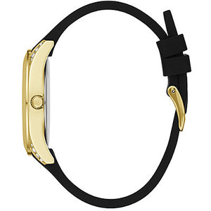 Guess Clarity GW0109L1 Women's watch - champagne dial black silicone strap angle